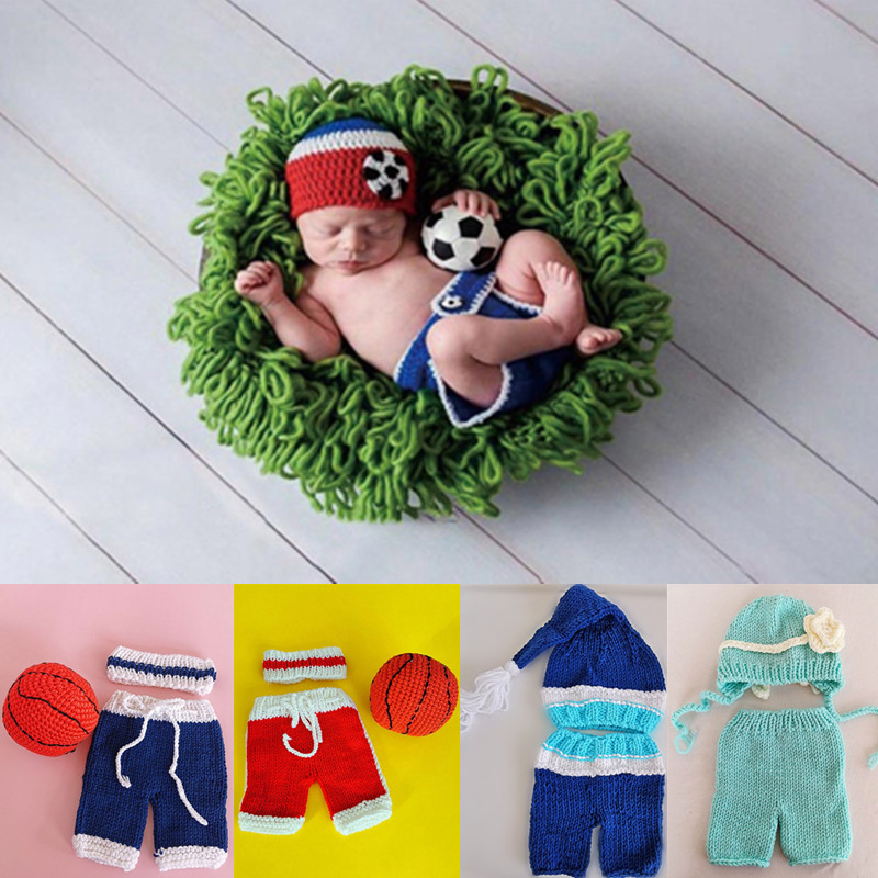 Baby Clothing Crochet - 3/2 sztuk/zestaw noworodka fotografia rekwizyty kostiumy