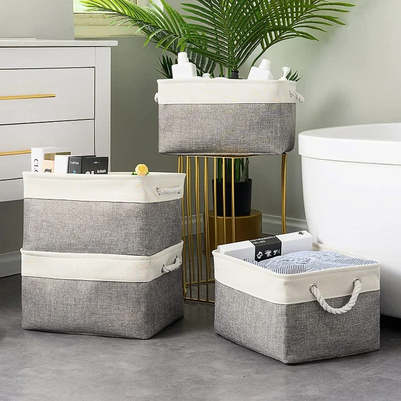 Baby Clothing Basket - Lniany składany kosz do przechowywania, składany